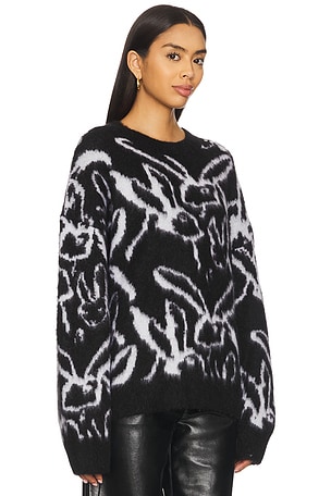 MSGM Sketched Bunnies Sweater in Black. Size XS. Also