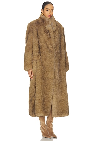 MSGM Faux Fur Coat in Brown