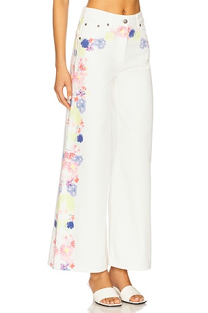 MSGM Printed Wide Leg Pants in White