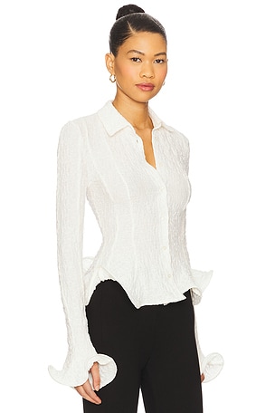 MSGM Undone Button Up Shirt in White