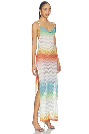 Missoni ROBE DE PLAGE LONGUE LONG COVER UP DRESS en Bleu,Orange