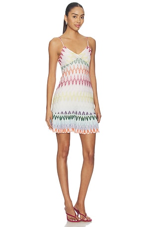 Missoni Sleeveless Short Dress in Metallic Neutral,Yellow