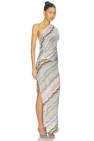 Missoni Sleeveless Long Dress in Neutral,Orange