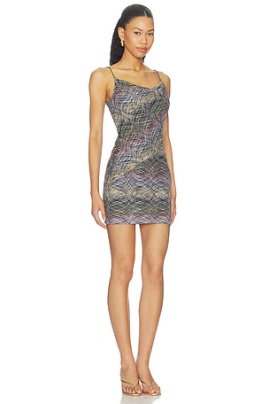 Missoni Short Dress in Multicolor Green & Blue Space-dyed