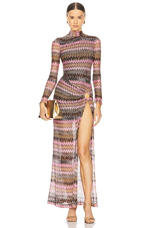 Long Dress in Multicolor Space Dyed With Dark Base Missoni