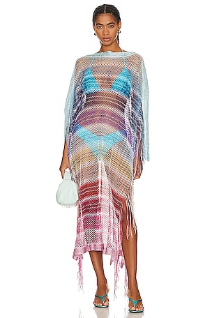 missoni striped plunge knit coverup fringe midi dress Missoni Tubular Fringe Coverup In Multi - 53% Off