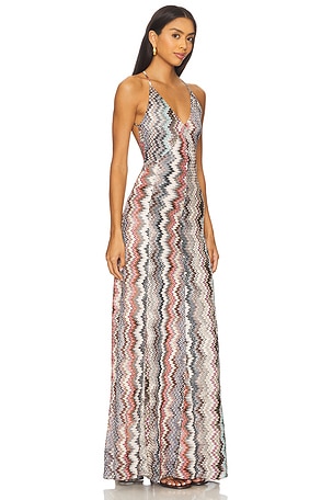 Missoni Sleeveless Long Dress en Blanc,Marron