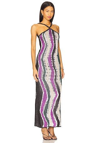 Missoni Sleeveless Long Dress in Purple,Black