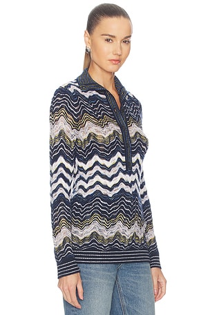 Missoni Long Sleeve Mock Neck in Navy. Size 40/4. Also
