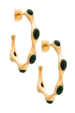 Green Malachite Organic Shape Hoop Earrings Missoma