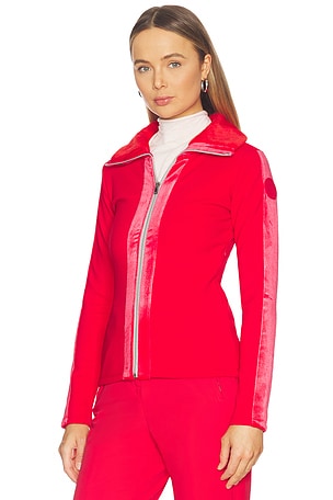 My Sunday Ski Ribbed Zip Up Mid Layer Jacket in Red