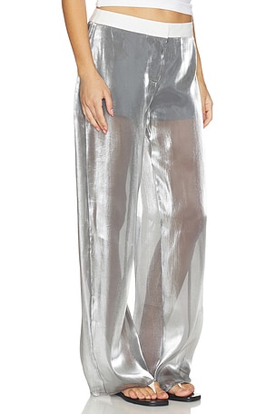 MADISON THE LABEL Ines Sheer Pant in Metallic Silver