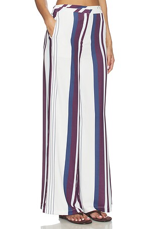 MADISON THE LABEL Rowena Pant in White,Wine