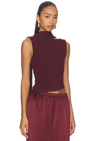 MADISON THE LABEL Netta Scarf Top in Wine
