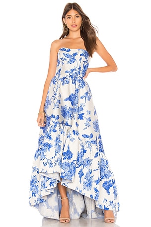 Mestiza New York Georgiana High Low Cocktail Dress in Porcelain Blue |  REVOLVE