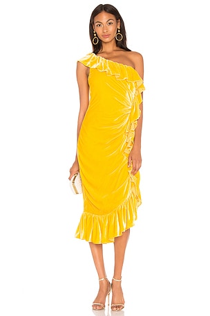Mestiza New York Flamenco One Shoulder Ruffle Midi Dress in Marigold |  REVOLVE