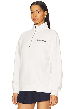 Museum of Peace and Quiet Wordmark Quarter Zip Up Sweater in White
