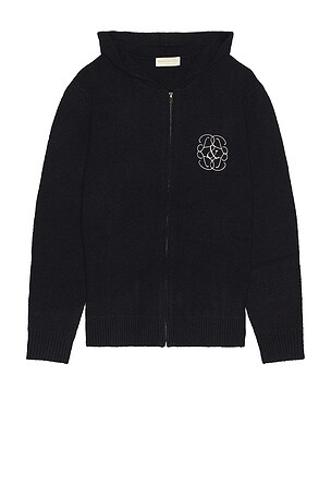 Museum of Peace and Quiet Symbol Mohair Zip-Up Hoodie in Black. Size XS. Also