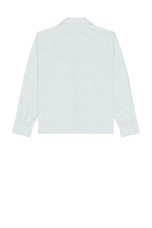 Museum of Peace and Quiet Wordmark Button Up Shirt in Baby Blue