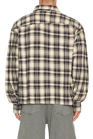 Museum of Peace and Quiet Wordmark Button Up in Blue,Beige