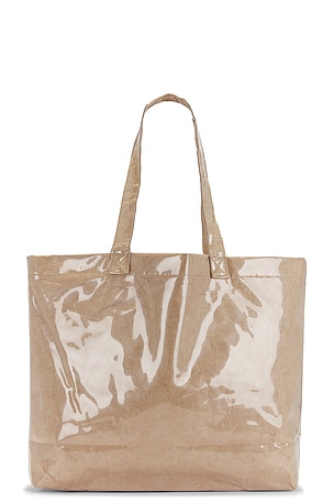 Museum of Peace and Quiet Wordmark Pvc Kraft Tote Bag in Beige