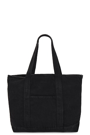 Museum of Peace and Quiet Wordmark Denim Boat Tote in Black