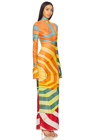 Muma world maxivestido phoenix en color N/Aranja