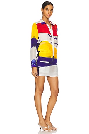 Muma World Silk Shirt Dress in White