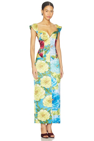 Muma World Celine Dress in Blue,Yellow