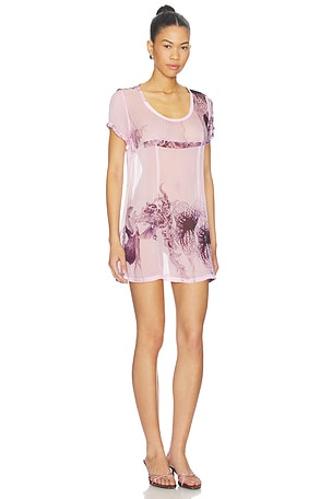 Muma World Pink Amazonia Organza Mini Dress in Pink
