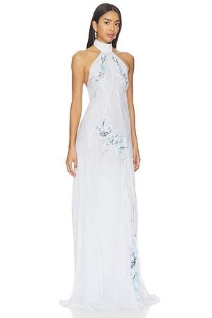 Muma World Blue Vine Embroidered Belmira Dress in Baby Blue