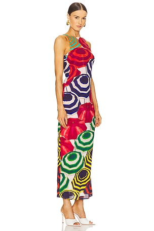 Muma World Electra Maxi Dress in Red,White. Size XS. Also