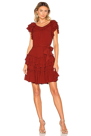 Marissa Webb Elio Crepe Mini Dress in Spiced Red REVOLVE