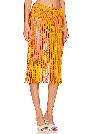 My Beachy Side X Revolve Crochet Midi Skirt in Orange