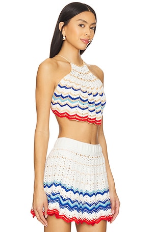 My Beachy Side Regina Hand Crochet Halter Top in White