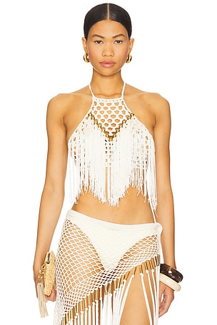Aria Hand Crochet Fringe Halter Top My Beachy Side