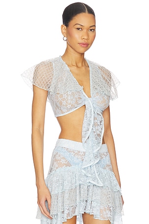 My Beachy Side Lotus Top in Baby Blue