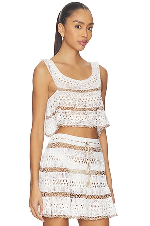 My Beachy Side Cleo Hand-crocheted Top in Ivory. Size M. Also