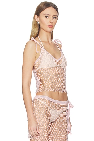 My Beachy Side Lulu Hand-crocheted Top in Rose