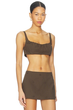 My Mum Made It Rosette Check Bra in Brown