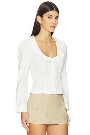 My Mum Made It Curved Collar Button Shirt in White. Size XS. Also