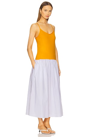 NAADAM Luxe Cotton Silk Dress in Orange,White