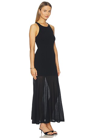 NAADAM Super Fine Crepe Long Dress With Sheer Skirt in Black