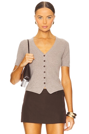 Cashmere Tailored Short Sleeve Cardigan NAADAM