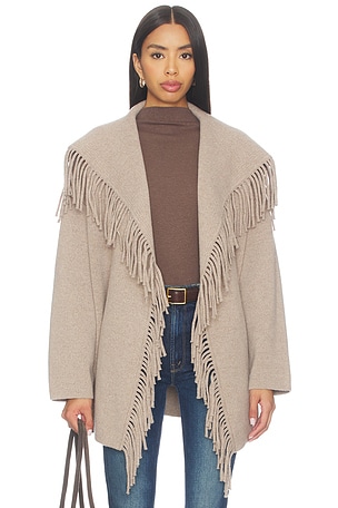 Wool Tie Waist Fringe Coat NAADAM