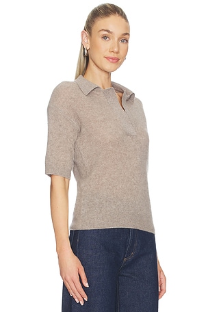 NAADAM Cloud Cashmere Short Sleeve Polo in Brown