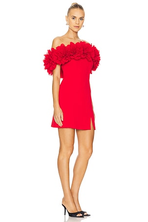 Nadine Merabi Flower Bardot Mini Dress in Red