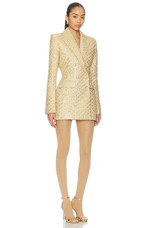 Nadine Merabi Monica Blazer Dress in Metallic Gold
