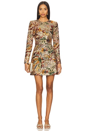 Camile Embellished Sequin Long Sleeve Mini Dress in Multi Nadine Merabi