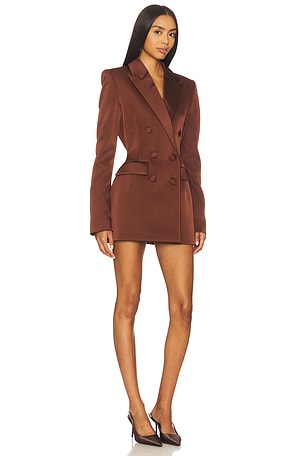 Nadine Merabi Monica Satin Blazer in Brown. Size 8/M. Also